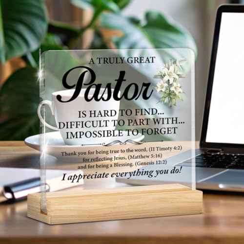 Best Pastor Gifts for Men Him, Gift for Pastors Preacher Christian Thank You Appreciation Birthday Christmas, a Truly Great Pastor Acrylic Plaque Sign Decor