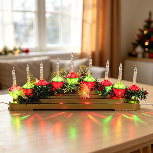 Multicolor Retro Bubble Light Centerpiece with 9 Glitter Bubble Lights - Christmas Decor