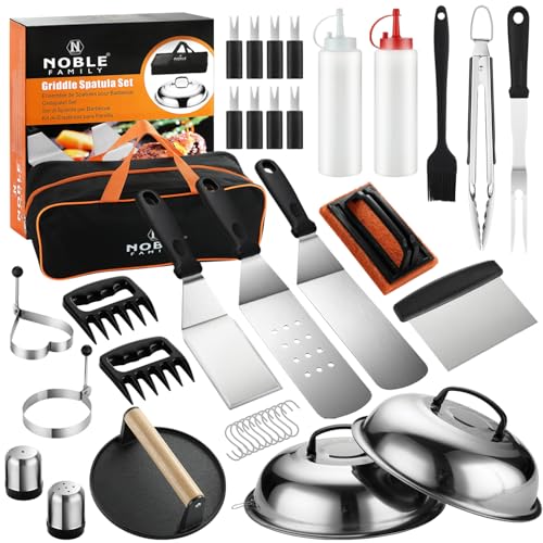 N NOBLE FAMILY Round Griddle Press & 38pcs Professional Grill Accessories Kit