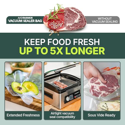 Avid Armor 300 Count Chamber Vacuum Sealer Bags - Assorted Sizes, BPA-Free & Reusable Food Storage for Sous Vide & Freezer