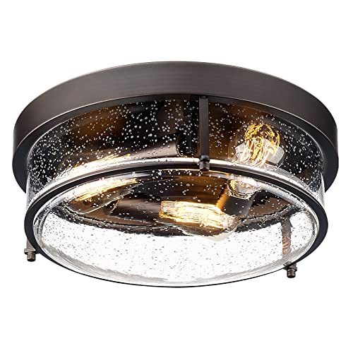 Farmhouse Ceiling Light Fixture - Oil-Rubbed Bronze, 15 Inch, 3-Light Outdoor Indoor