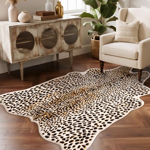 Leopard Rug Cheetah Print Carpet, Animal Area Rug, 5.2x6.5ft