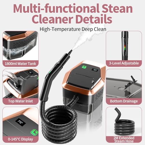 High-Pressure Handheld Steam Cleaner with Large Water Tank & Temp Display
