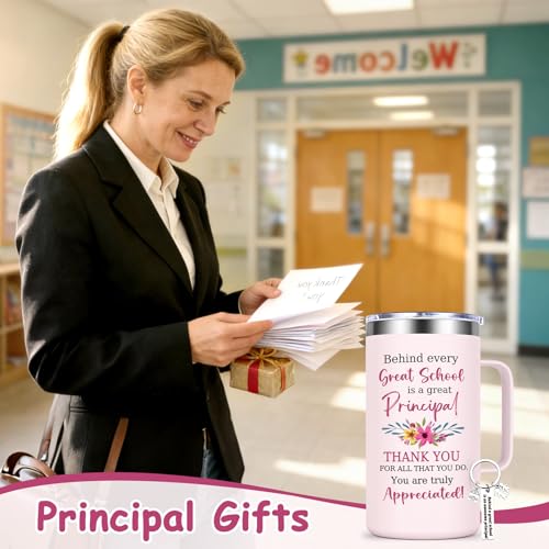 Qtencas 20 oz Rose Quartz Principal Appreciation Coffee Mug with Keychain - Retirement & Birthday Gift
