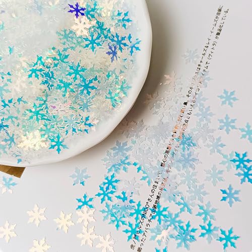 LannuMet 2000 Pack Iridescent Snowflake Confetti 9mm for Winter Decorations & Crafts