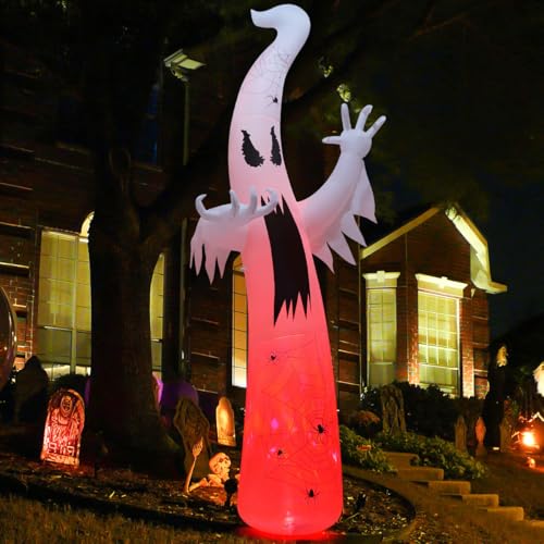 12 ft Inflatable Ghost Halloween Decoration with Built-in LEDs Outdoor Yard Decor