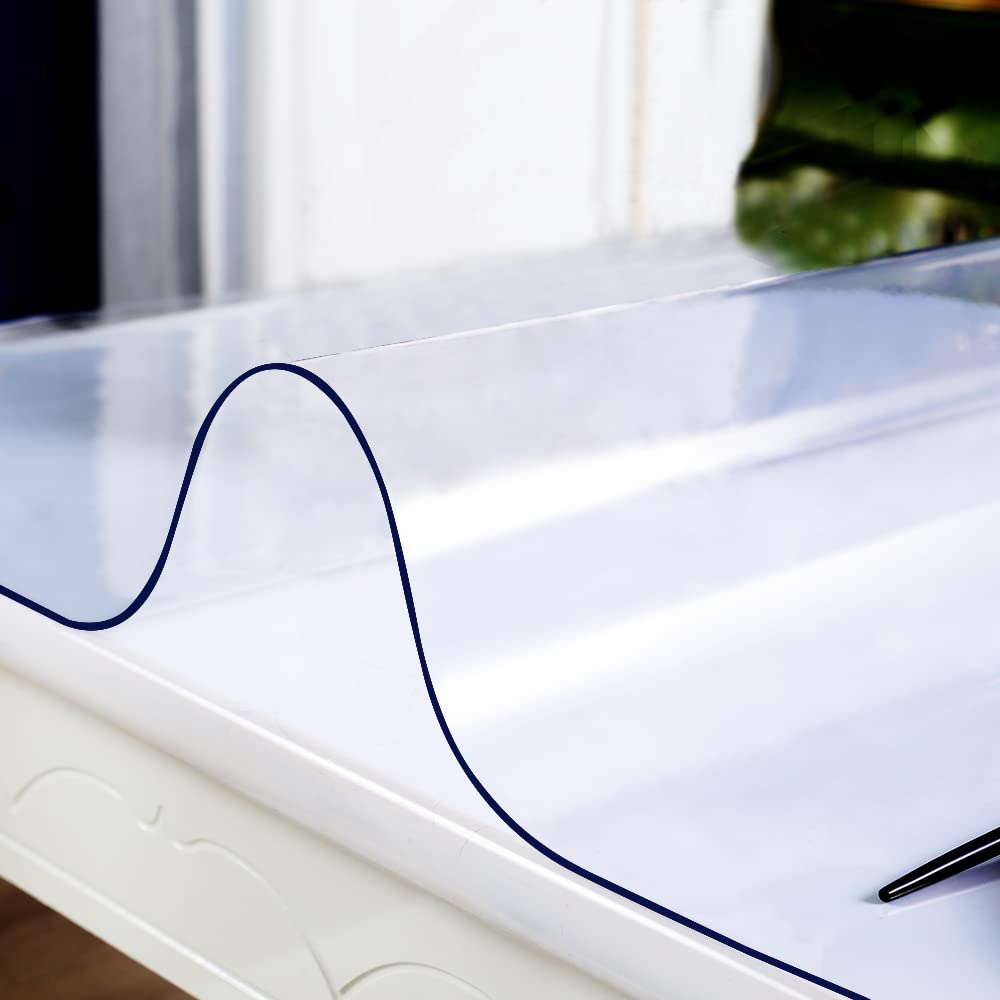 SPLENDEFUL PVC Clear Table Protector - Multisize Thick Transparent Plastic Desk Cover, Rectangular Night Stand, Office & Computer Desk, Sofa Child Table, Small Desk Protector 12x24 in.