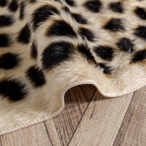Leopard Print Faux Fur Cowhide Area Rug 63x78.7in for Home & Living Room