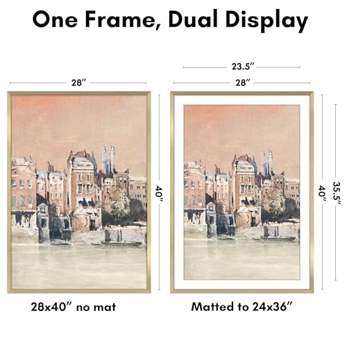 Americanflat Gold 28x40 Poster Frame with Mat - Slim Molding, Pack of 1