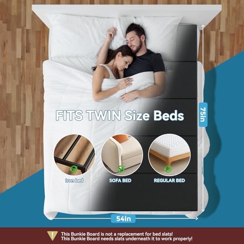 Twin Bunkie Board 38x75 Heavy-Duty Reinforced Wood Mattress Support - Twin-Size Variation