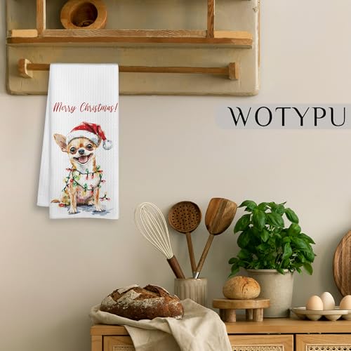 WOTYPU Chihuahua Christmas Kitchen Towels - Dog Lover Gift, 16x24 Inch - Chihuahua-10
