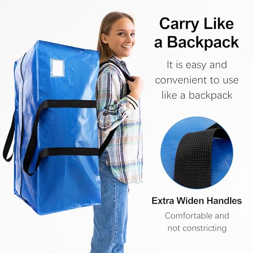 VELVETSURE 24 Gal Heavy Duty Moving Bags Set of 6 with Backpack Straps - Large Space Saving Storage Totes