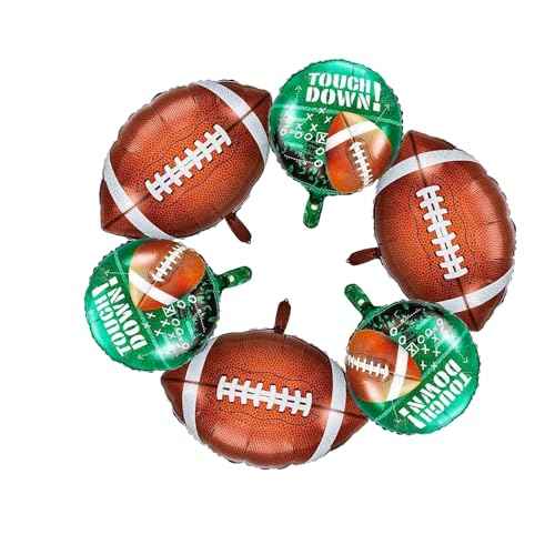 6 Pieces Football Balloons Set, 3 Pieces Football Field Balloons and 3 Pieces Football Foil Balloons for Tailgate Game Day Football Theme Supplies Birthday Party Decorations,Football Party Supplies