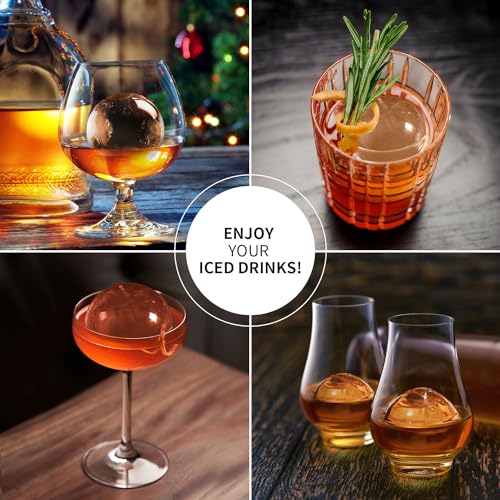8 Pack Clear Ice Ball Maker for Whiskey - 2 Inch Sphere Ice Cube Tray