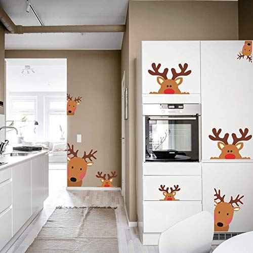 TOARTi Reindeer Window Decals, Adorable Wall Stickers for Nursery Car Decor, Lovely Christmas Home Decorations, 10 Count