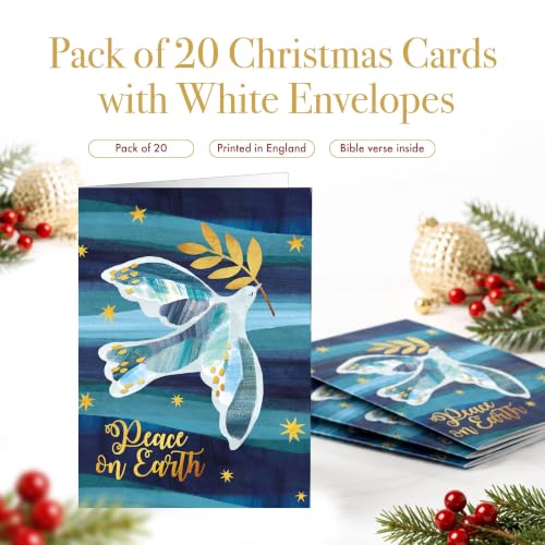 Religious Christmas Cards with Envelopes – Pack of 20, Dove of Peace