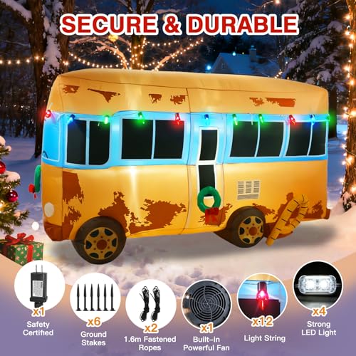 7FT Outdoor Inflatable Christmas RV Decoration with LED Lights - Yard Holiday Decor