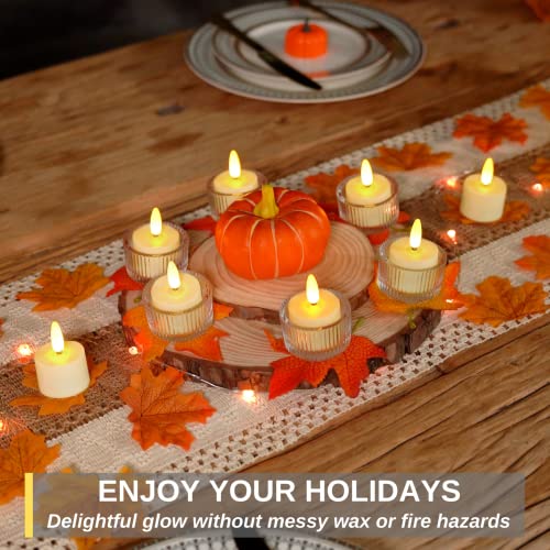 Rechargeable Tea Lights Candles with Remote & Timer - 12 Pack, 3D Wick