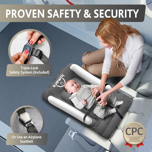 LUMARA Grey Toddler Inflatable Airplane Bed - No Pump Travel Baby Mattress