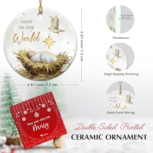 Nativity Christmas Ornament Set – Ceramic Nativity Scene for Christmas Tree, 2.87 inch