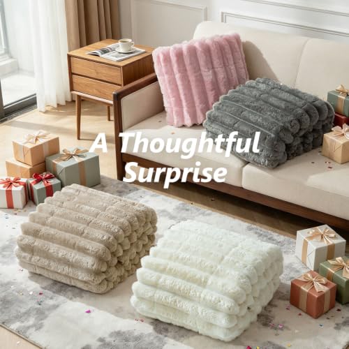Weighted Blanket for Adults Cream White 60 x 80 Inches 15 lbs - Luxurious Cozy Comfort