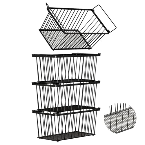 Black 4 Pack Freezer Organizer Bins - Leak-Proof, Stackable, Heavy-Duty