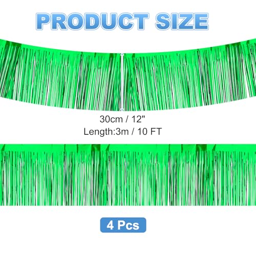 PATIKIL Green Metallic Foil Fringe Garland 10ft Party Decorations, 4 Pack