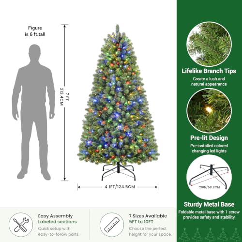 7ft Prelit Christmas Tree with Remote, Timer, SHareconn Green