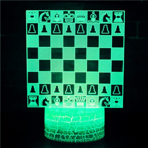 3D Chess Night Light Lamp Illusion 16 Color Changing Table Desk Decoration Lamps Led Christmas Gift with Acrylic Flat ABS Base USB Cable Toy