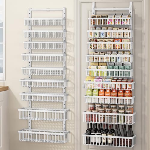 POKIPO 9 Tier Over The Door Pantry Organizer, 2 in 1 Wall Mount or