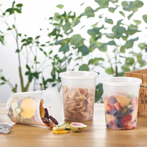 FULING 32oz Plastic Deli Food Containers Set of 240 - Leakproof & Stackable