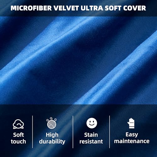 Blue 3Ft Velvet Bean Bag Chair for Adults with Memory Foam Filling - Plush Lazy Sofa