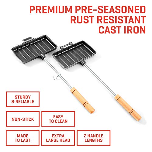 Uno Casa Double Pie Iron XL Cast Iron Campfire Sandwich Maker - Variation of THIS listing 1