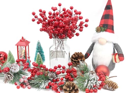 60-Pack Artificial Red Holly Berries on 8.2