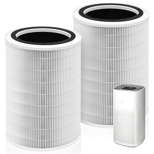 Pulluty 12010 HEPA Replacement Filter for Clorox Large Room Air Purifier 11010 & 11011 - 3-in-1 H13 True HEPA & Activated Carbon, 2 Pack