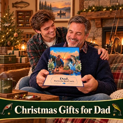 Fishing Dad Pop Up Card - Dad Birthday Christmas Gift from Daughter Son Kids