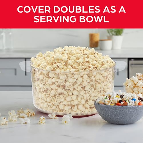 6-Quart Red Popcorn Maker Machine with Stirring Rod and Large Serving Bowl