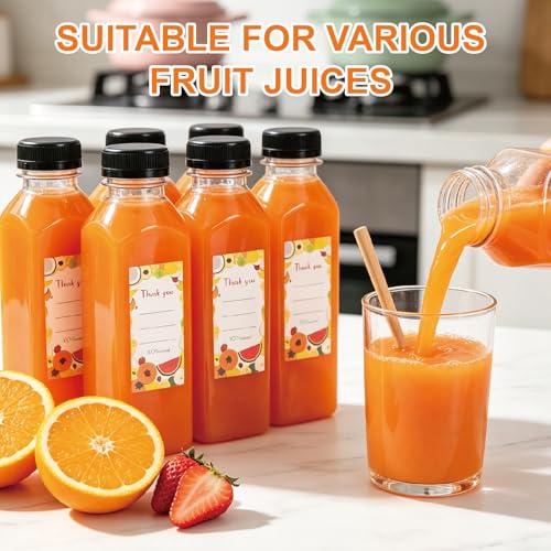 100pcs 16oz Plastic Juice Bottles with Caps - Reusable Food-Grade Containers, Labels & Accessories - Variation of THIS listing