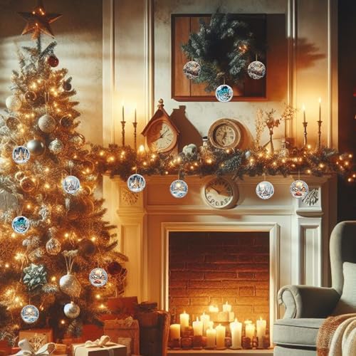 Sawysine 12 Pcs Christmas Winter Snowflake Deer Ornaments for Tree & Decor