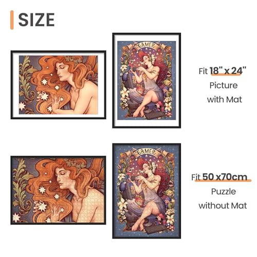 upsimples 50x70cm Puzzle Frame Black - 19.7x27.6in Wall Poster Frame for 1000-Piece Puzzle