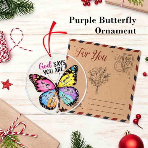 D4DREAM Christian Gifts for Women - God Says You Are Butterfly Ornament (Religious-butterfly Colorful)