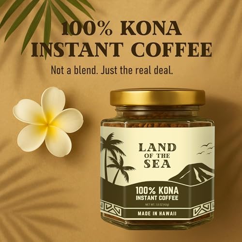 Hawaiian Kona Coffee Instant 4.5oz Pack - Medium Roast, Low Acid Arabica