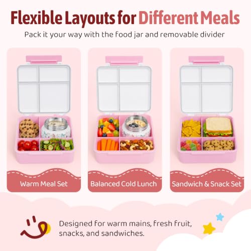 Kids Bento Lunch Box Set with Thermo Food Container & Utensils - White-Horse