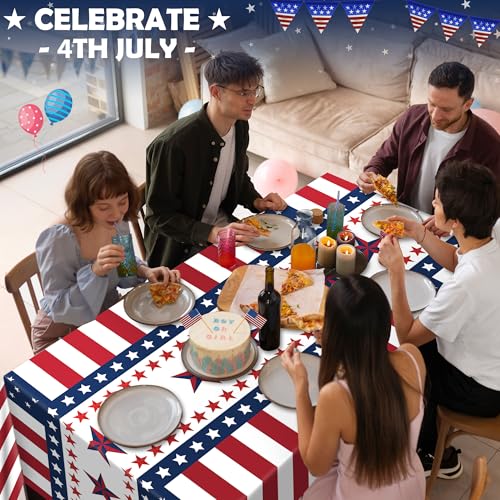 OHOME 4th of July Tablecloth - Red White Blue, 2 Pack, 54 x 108 in