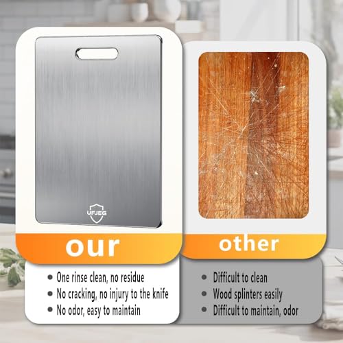 3 Pack Titanium Cutting Boards - Food Grade, Non-Toxic, Double-Sided Kitchen & Outdoor Chopping Boards (15.6" x 11", 13" x 9.3", 11.8" x 7.8")