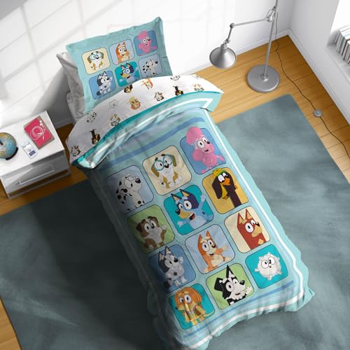 Bluey & Friends Twin Comforter Bedding Set - 5 Piece Kids Bed Set, Multi - Sunny Side Up