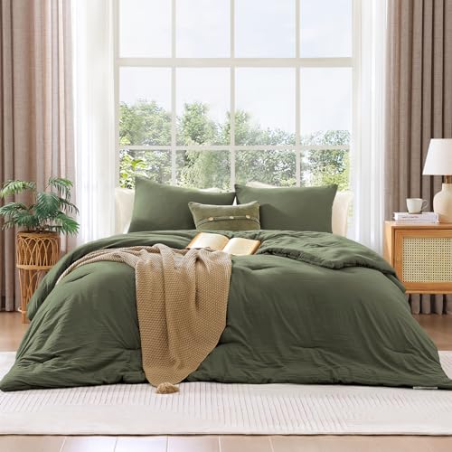 Army Olive Green Queen Comforter Set - 3 Pieces, Soft Prewashed Bedding