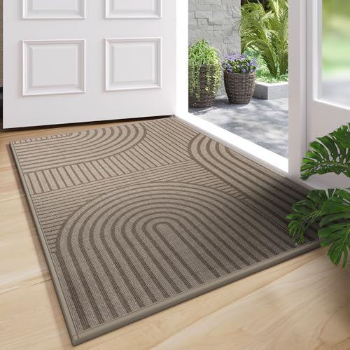 Indoor Front Entrance Door Mat 31x47 Brown - Non-Slip Water-Absorbent Rug - Mountain Variation