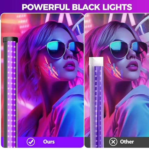 Waygor 2 Pack 4ft Black Light Bar 395-405nm UV LED for Glow Party Halloween