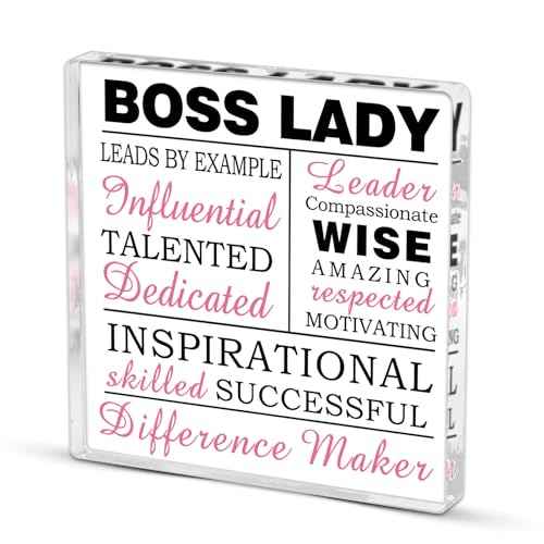 Best Boss Gifts for Women Boss Lady Gifts for Women Hot Pink Office Decor Bosses Day Gift for Bosses Female Desk Decorations for Woman Office Inspirational Appreciation Paperweight Job Promotion